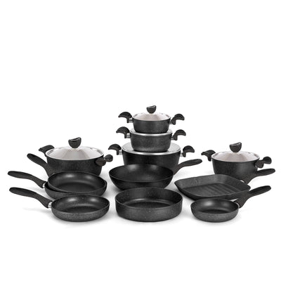 Grandi Cook Castello  SET 17 Pcs Stewpot 18-20-22-26-28+  Fry Pan 18-22-24-26+ Oven Tray 26+ Grill 28 +  Wok 30 (3.5m)
