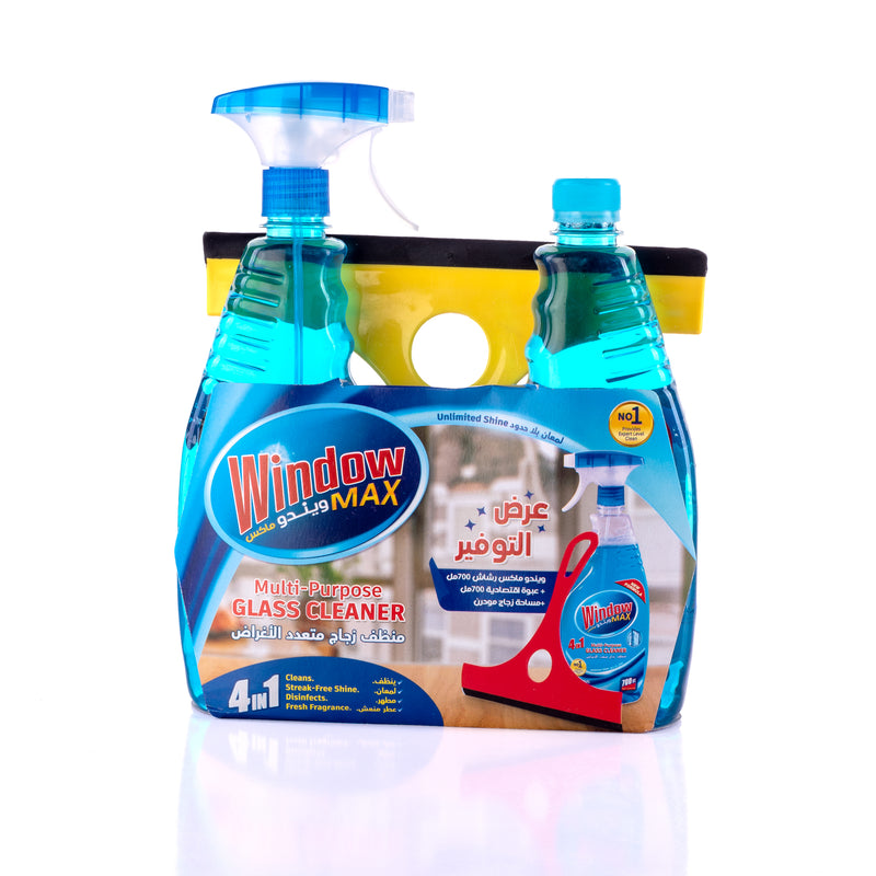 Window Max Glass Cleaner 700ml - Special Offer: Glass squeegee + Spray Bottle + Economical